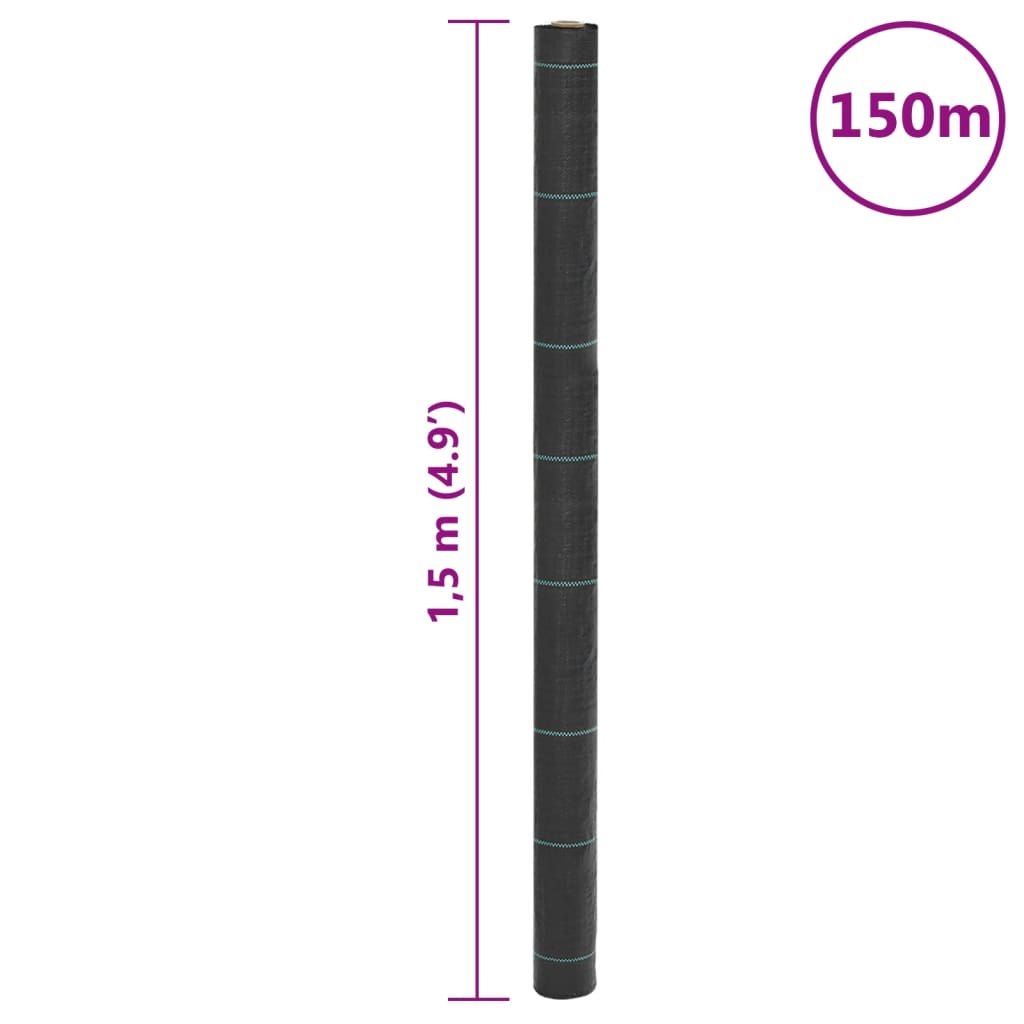 fekete PP talajtakaró membrán 1,5x150 m
