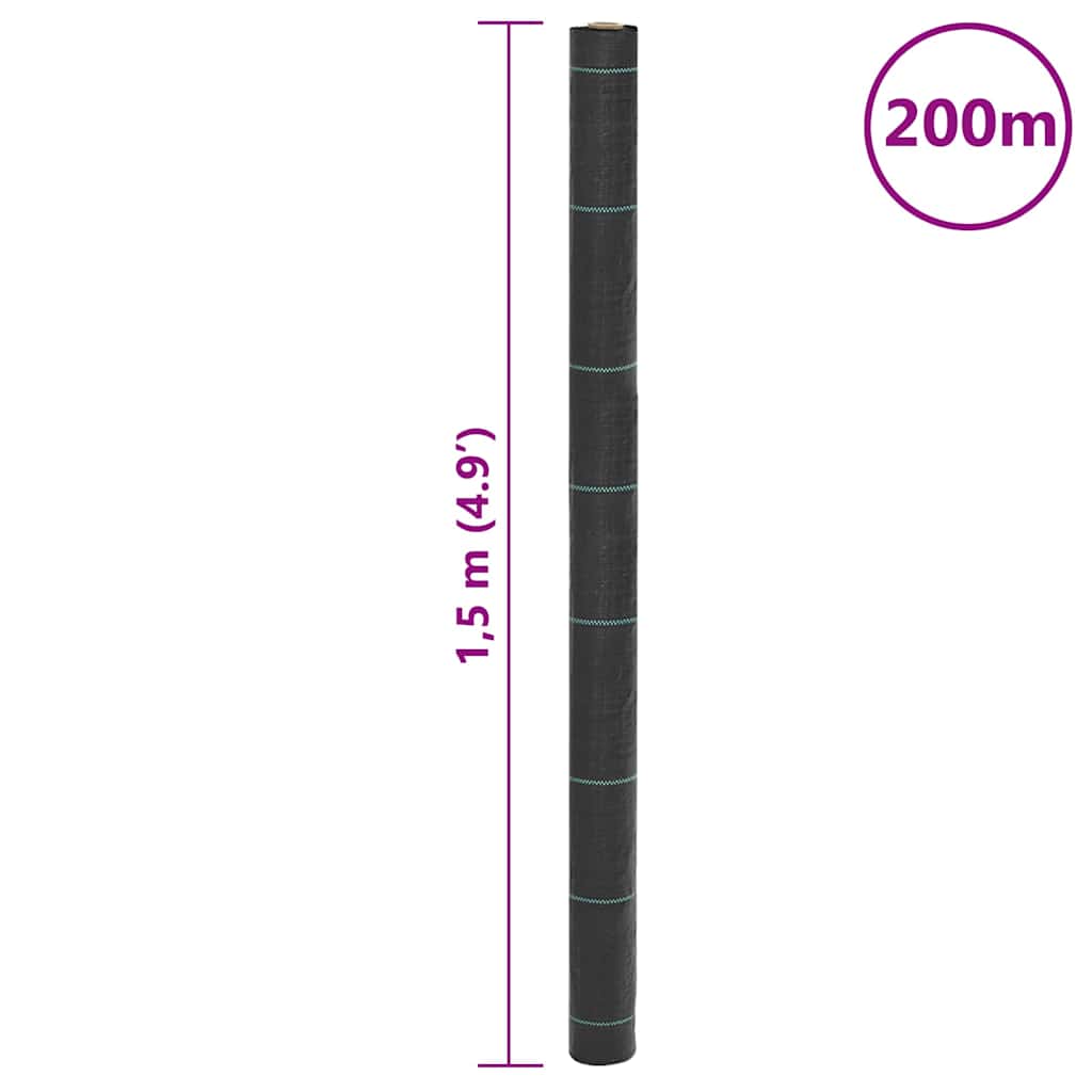 fekete PP talajtakaró membrán 1,5x200 m