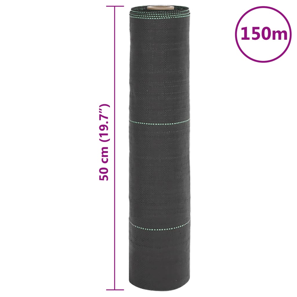 fekete PP talajtakaró membrán 0,5x150 m