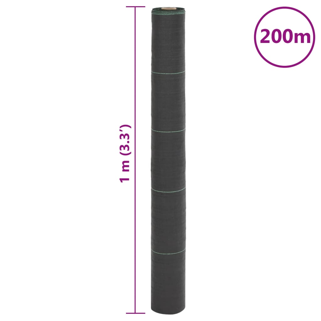 fekete PP talajtakaró membrán 1x200 m