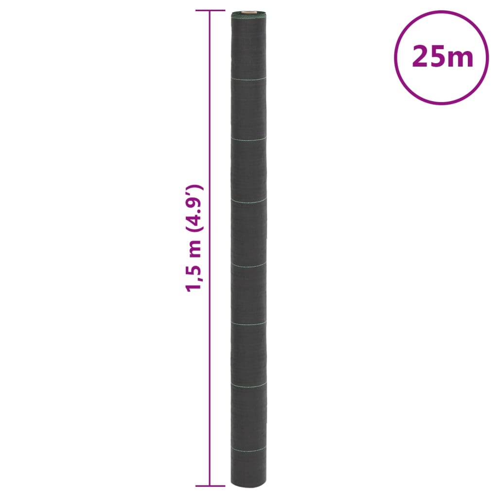 fekete PP talajtakaró membrán 1,5x25 m