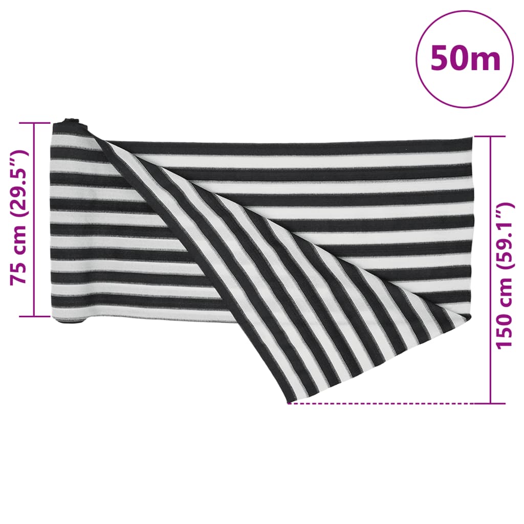 antracitszürke és fehér HDPE belátásgátló háló 1,5x50m 150 g/m²