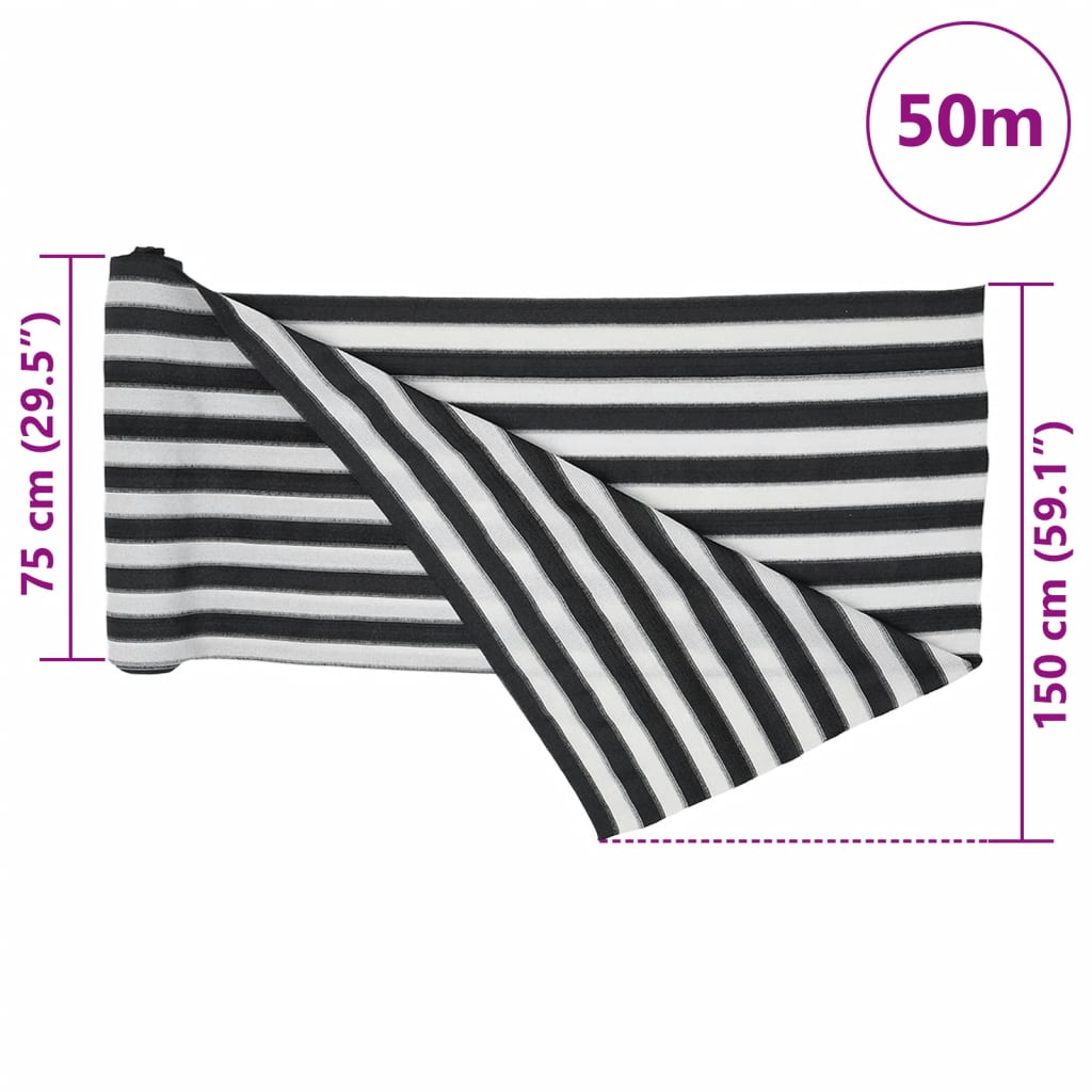 antracitszürke és fehér HDPE belátásgátló háló 1,5x50m 195 g/m²