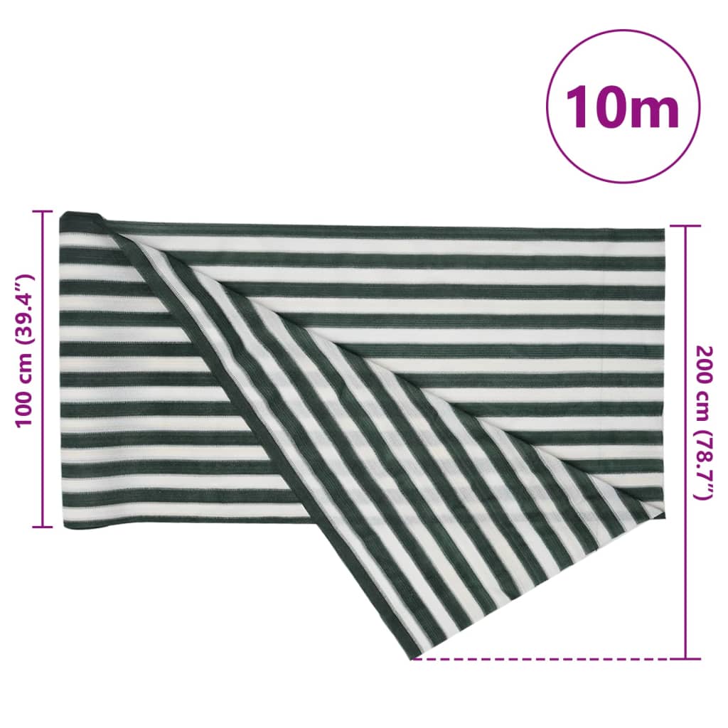 zöld és fehér HDPE belátásgátló háló 2 x 10 m 195 g/m²