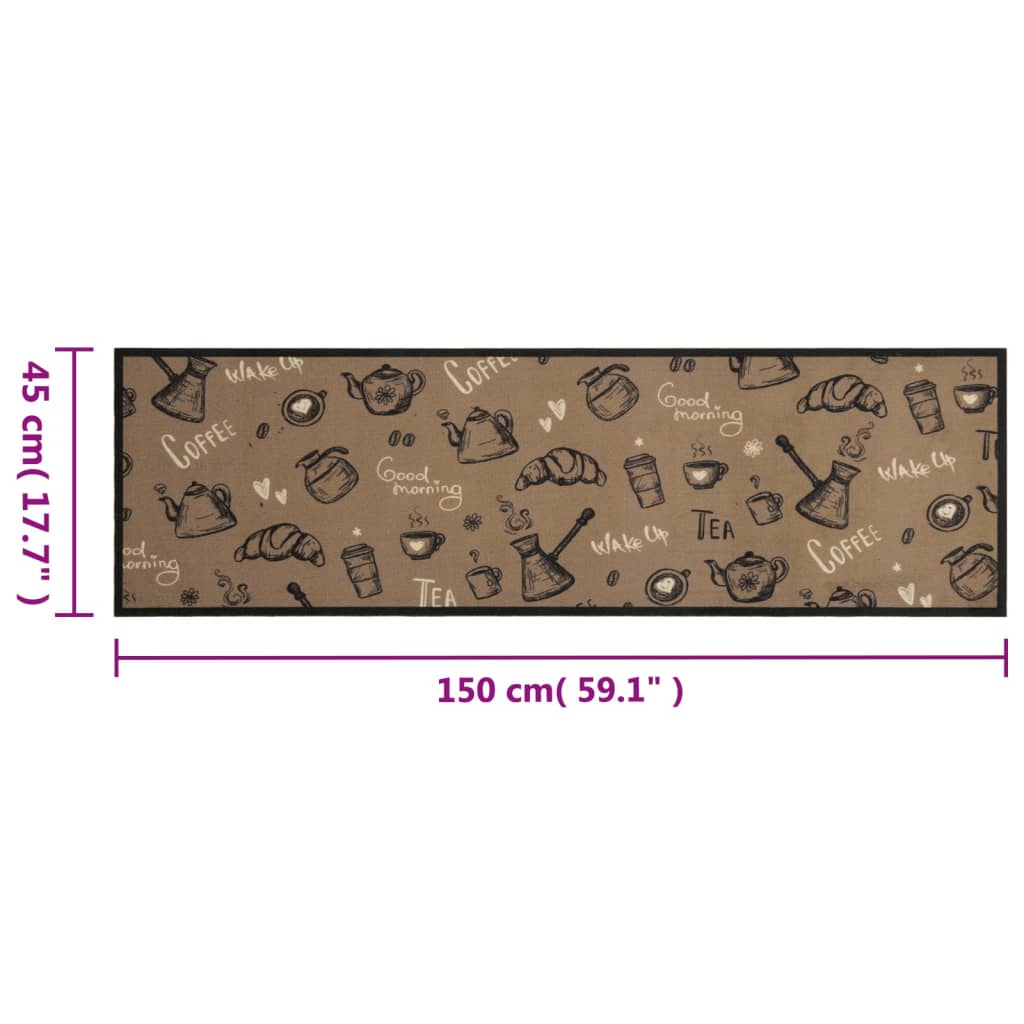 barna reggeli mintás mosható bársony konyhaszőnyeg 45x150 cm