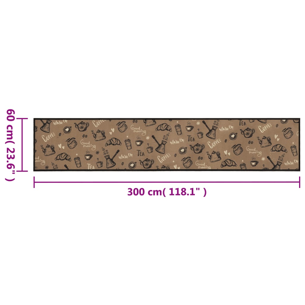 barna reggeli mintás mosható bársony konyhaszőnyeg 60x300 cm