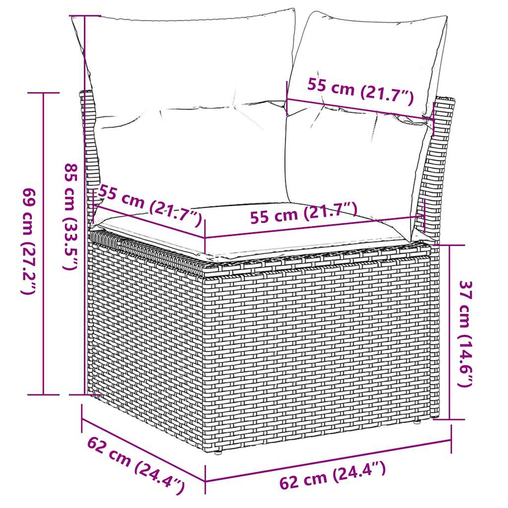 7 részes barna polyrattan kerti ülőgarnitúra párnákkal