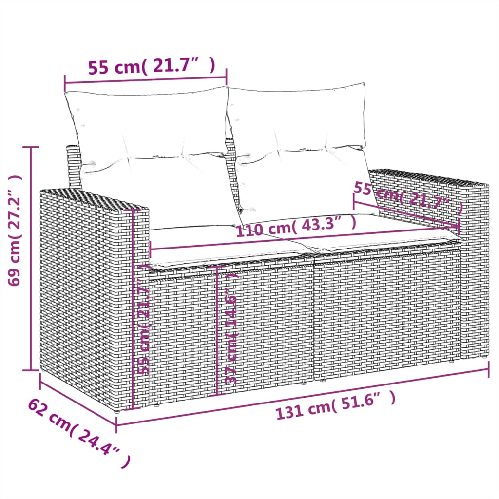 12 részes szürke polyrattan kerti ülőgarnitúra párnákkal