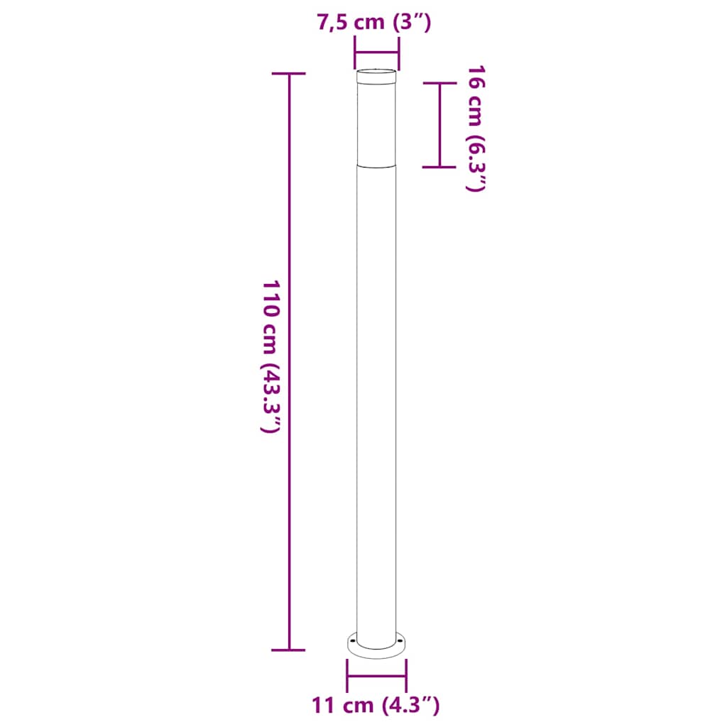 rozsdamentes acél oszloplámpa 110 cm IP44