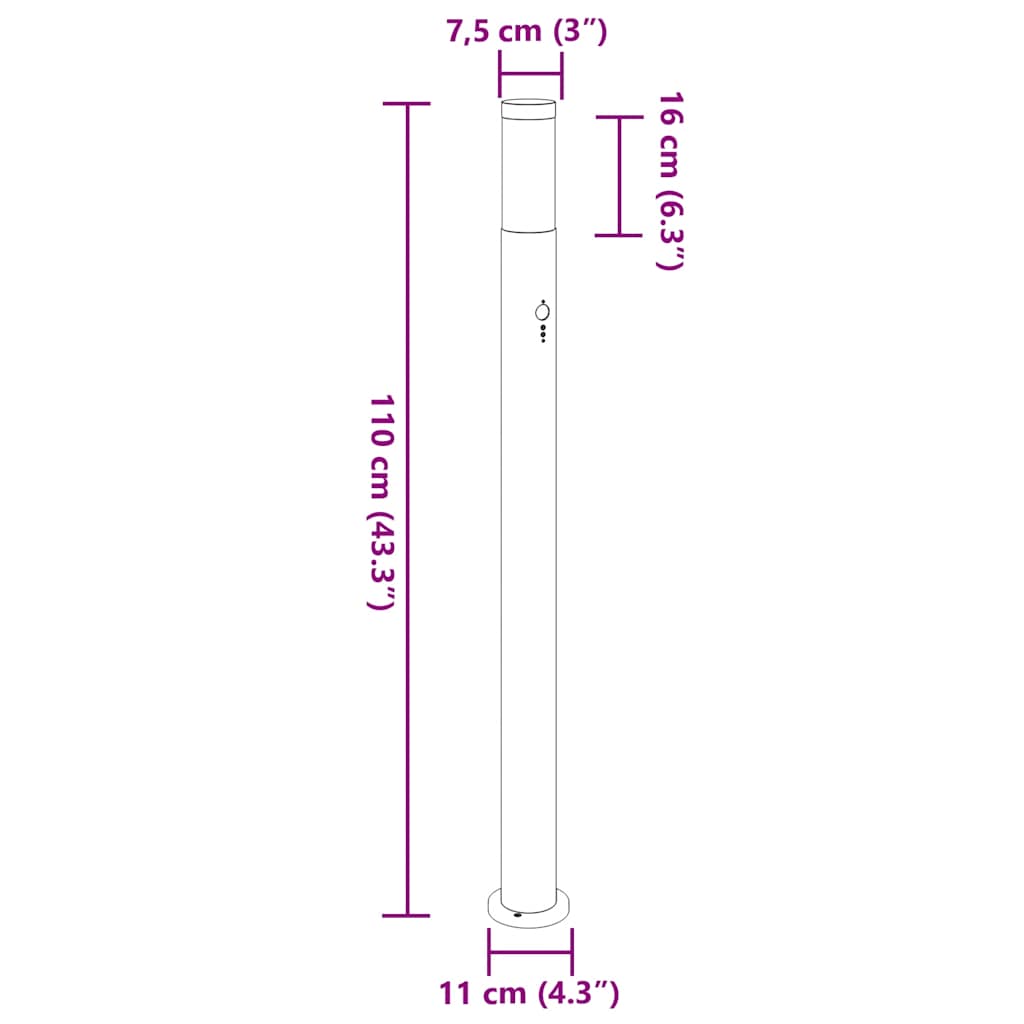 szenzoros oszloplámpa 110 cm rozsdamentes acél IP44