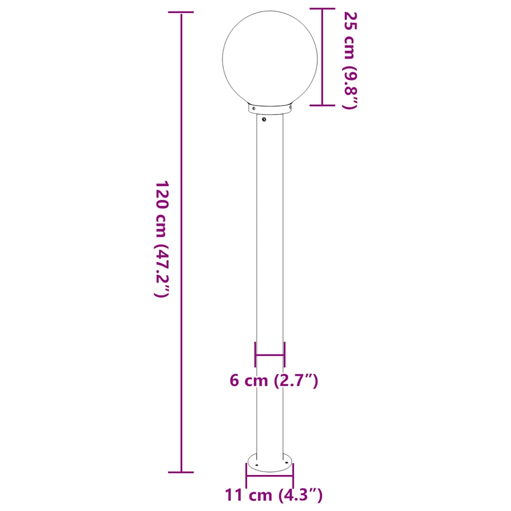 oszloplámpa 120 cm fekete IP44