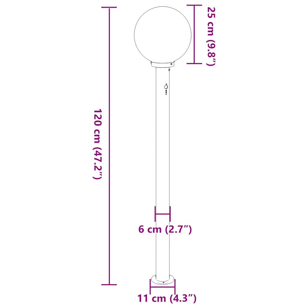 szenzoros oszloplámpa 120 cm fekete IP44