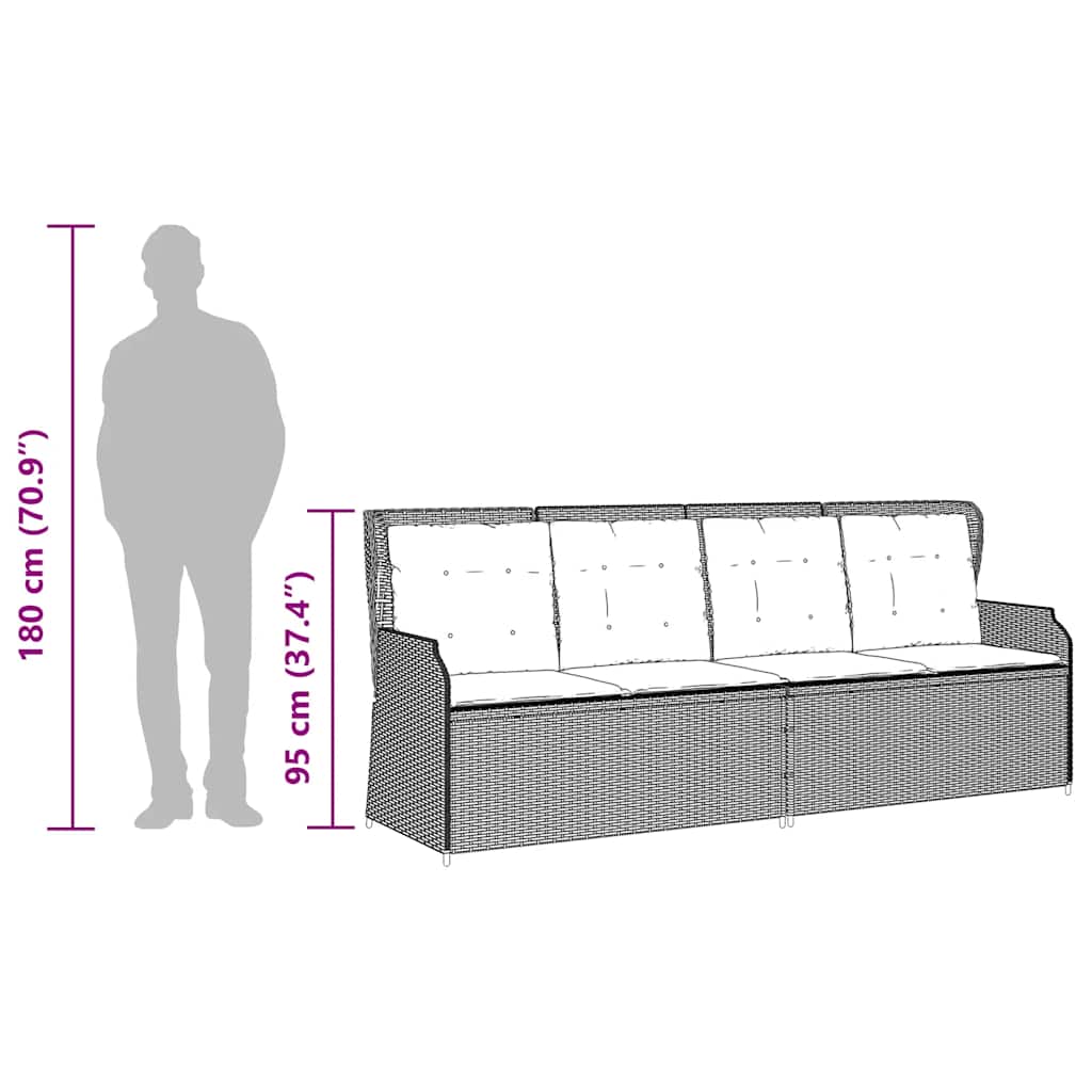 3 részes szürke polyrattan kerti ülőgarnitúra párnákkal