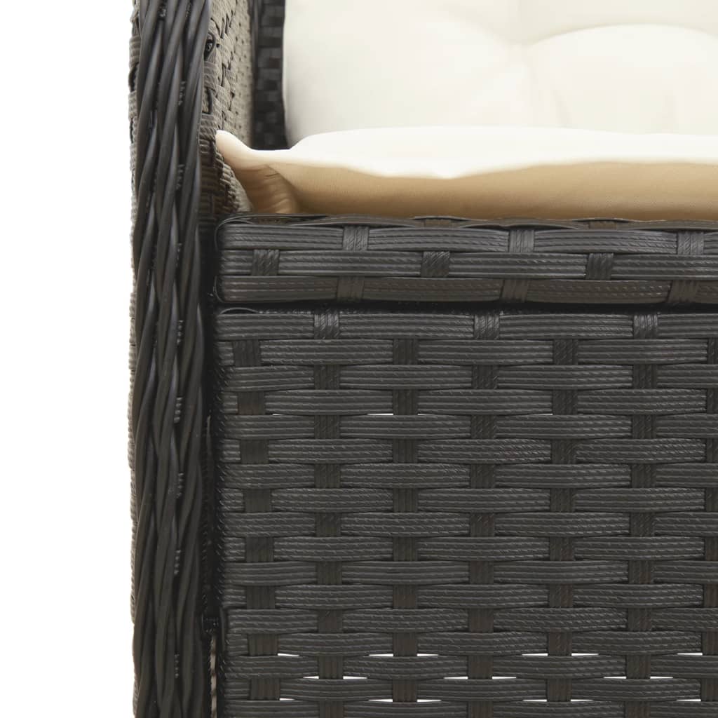 7 részes fekete polyrattan kerti ülőgarnitúra párnákkal