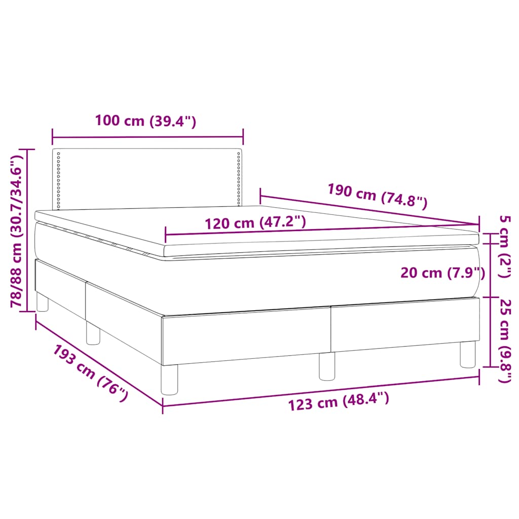 fekete műbőr rugós és LED-es ágy matraccal 120x190 cm