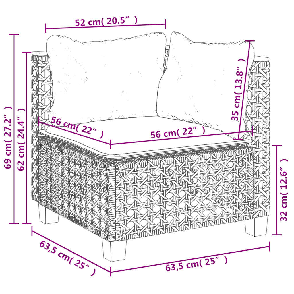 6 részes bézs polyrattan kerti ülőgarnitúra párnával