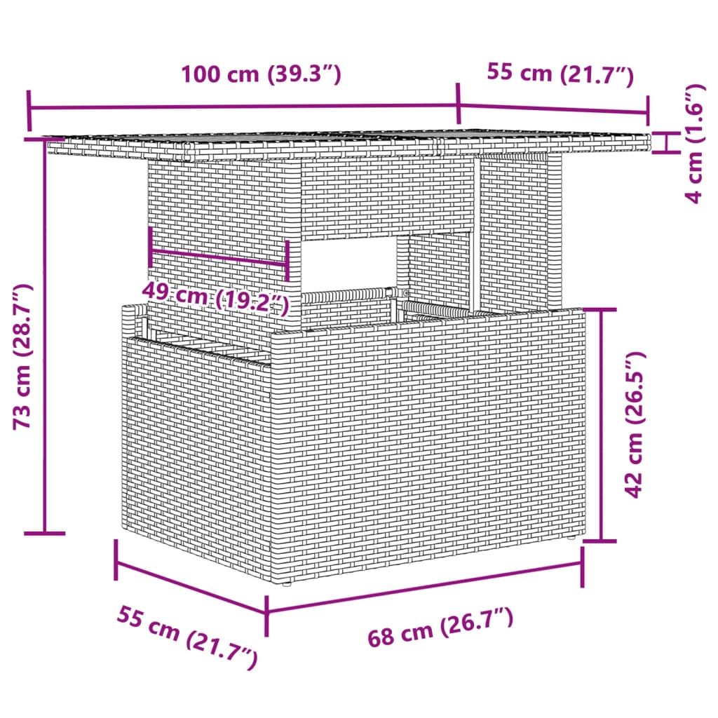 2 részes fekete polyrattan/akácfa kerti kanapészett párnákkal