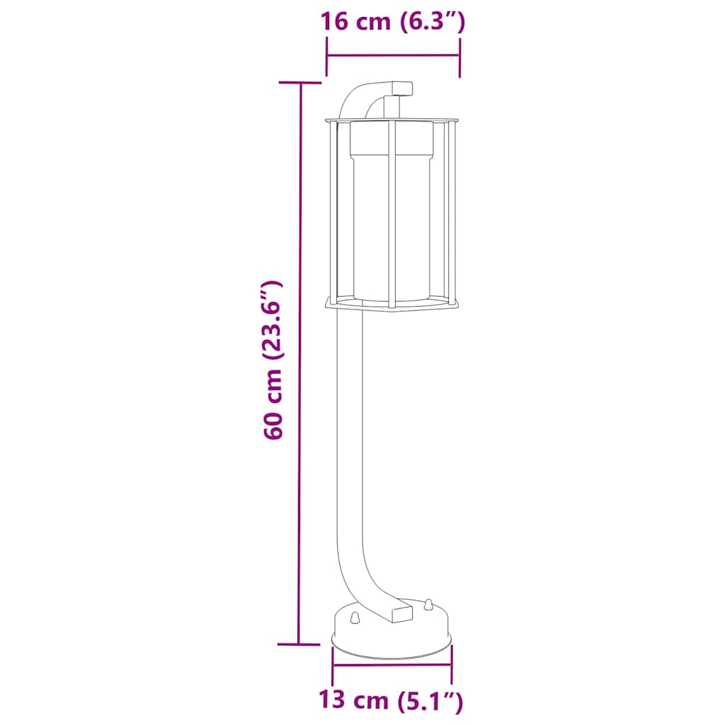 3 db fekete rozsdamentes acél kültéri állólámpa 60 cm