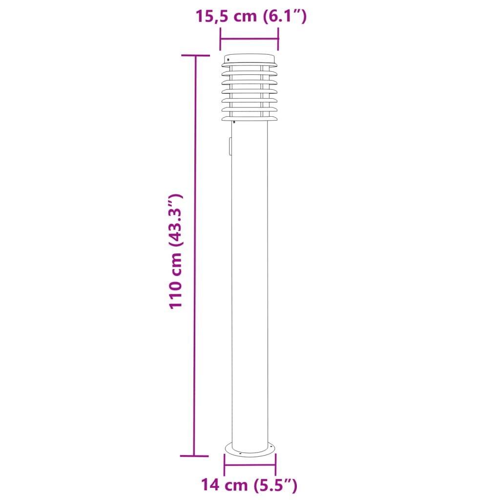 3 db ezüst rozsdamentes acél kültéri állólámpa aljzattal 110 cm