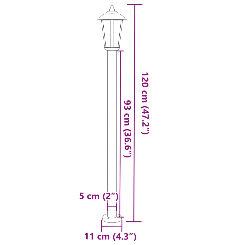 3 db ezüstszínű rozsdamentes acél kültéri állólámpa 120 cm