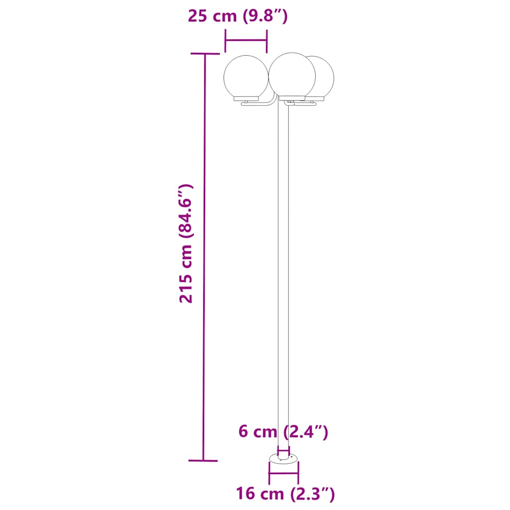 2 db ezüstszínű rozsdamentes acél kültéri állólámpa 215 cm