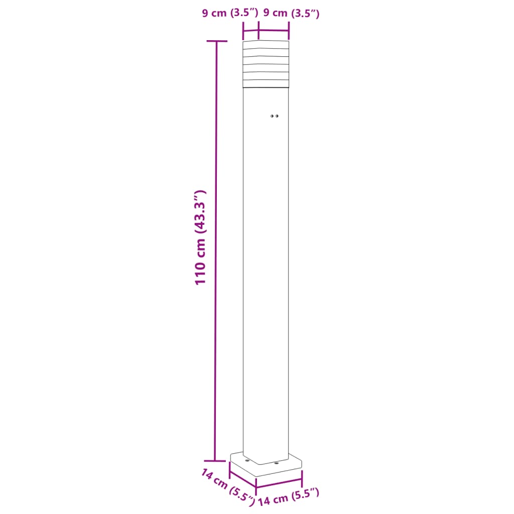 fekete alumínium kültéri állólámpa aljzattal 110 cm