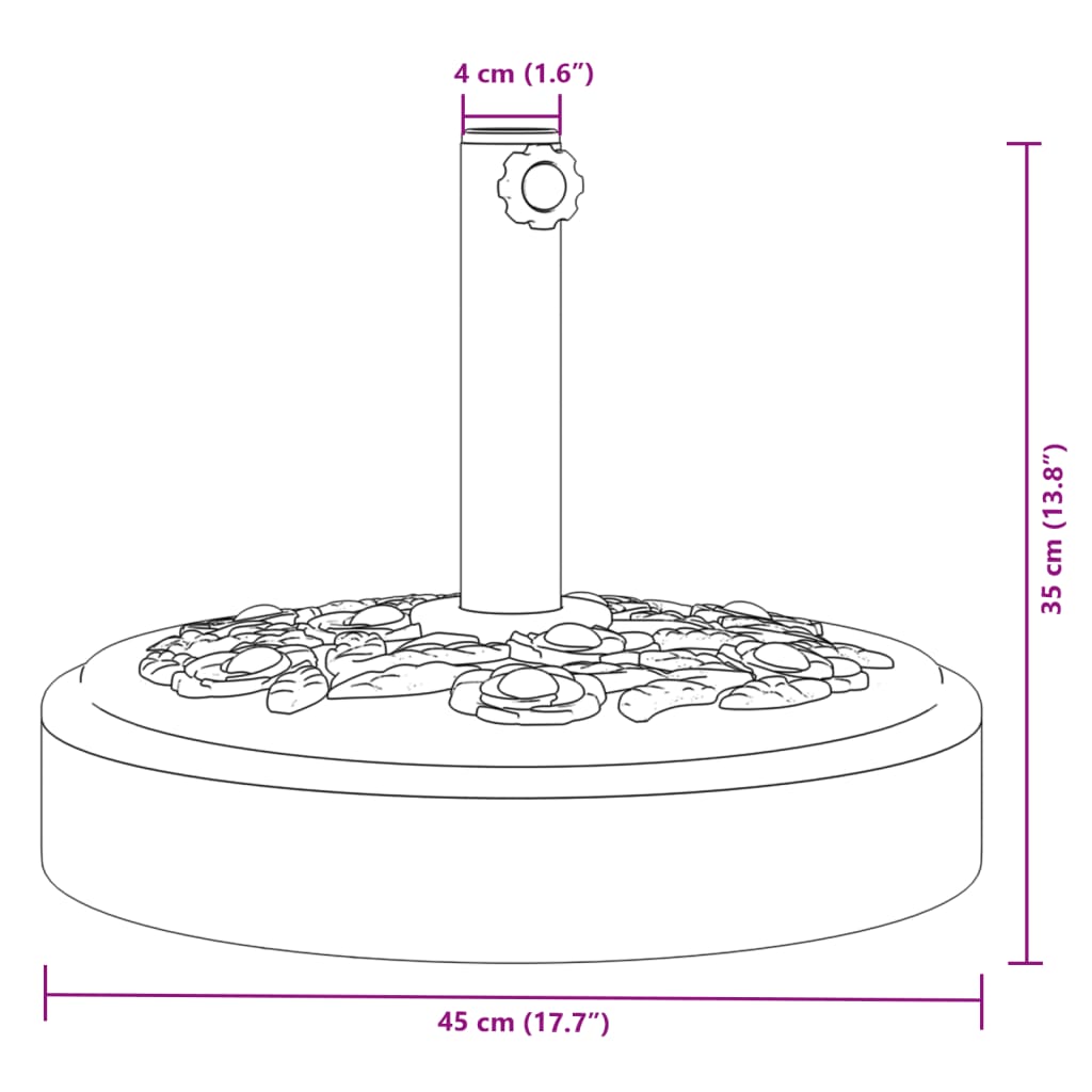 kerek napernyőtalp rúdhoz Ø38 / 48 mm 25 kg