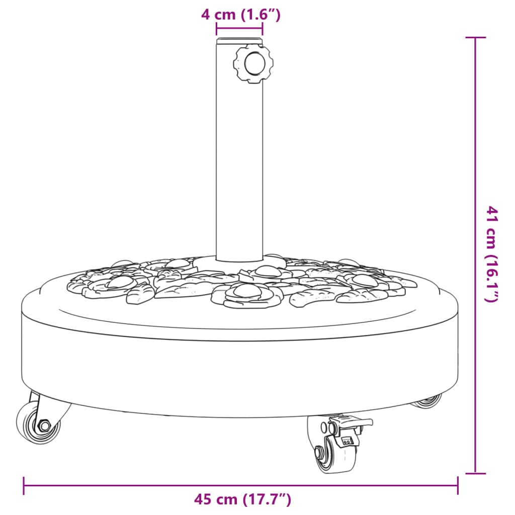 görgős kerek napernyőtalp rúdhoz Ø38 / 48 mm 27 kg