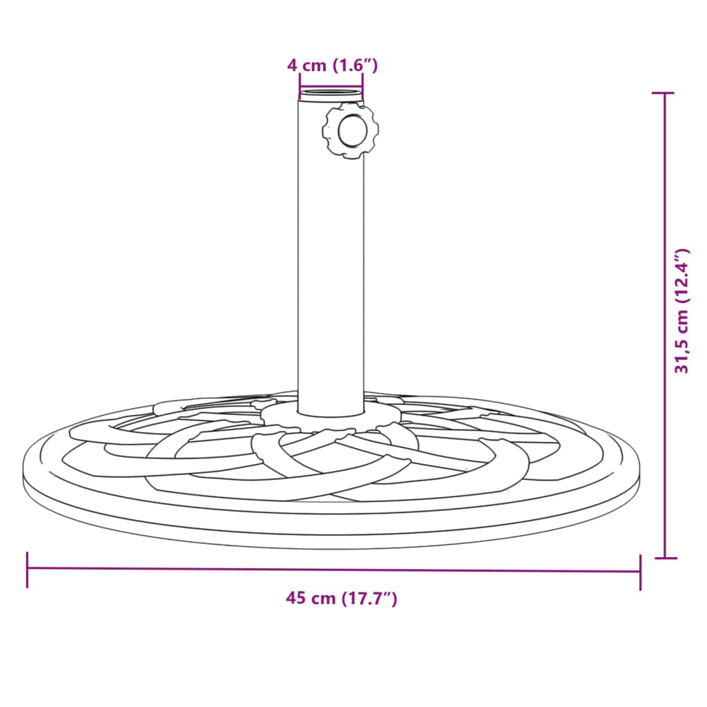 kerek napernyőtalp rúdhoz Ø38 / 48 mm 12 kg
