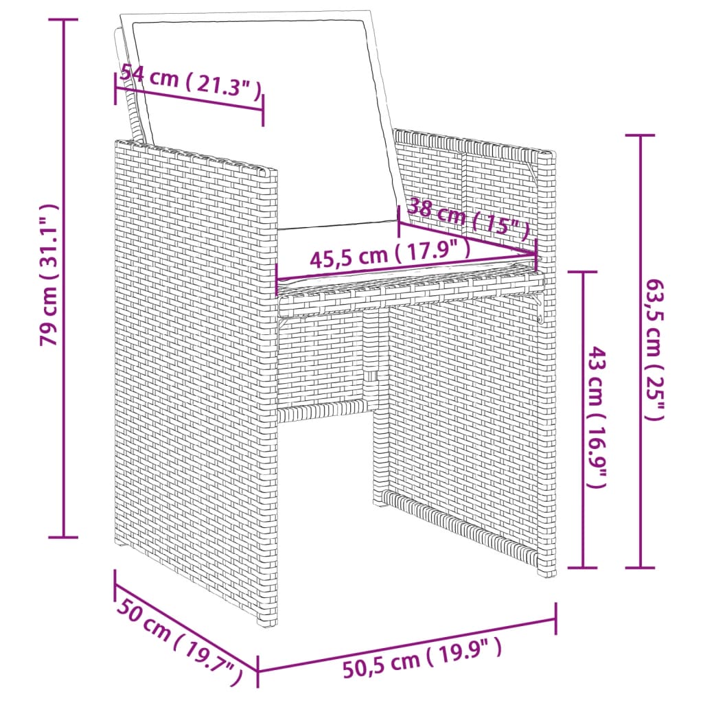 4 db bézs polyrattan kerti szék párnával