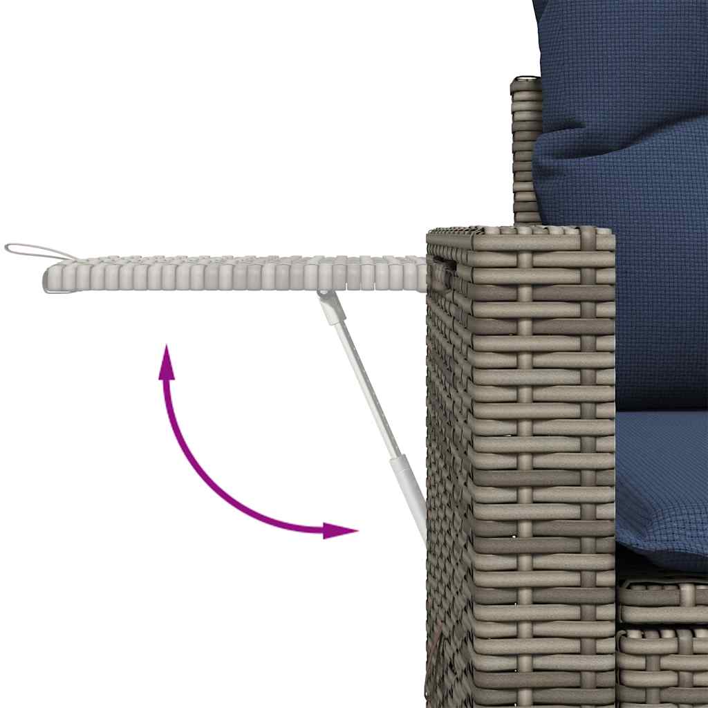 9 db szürke polyrattan kerti kanapégarnitúra párnákkal