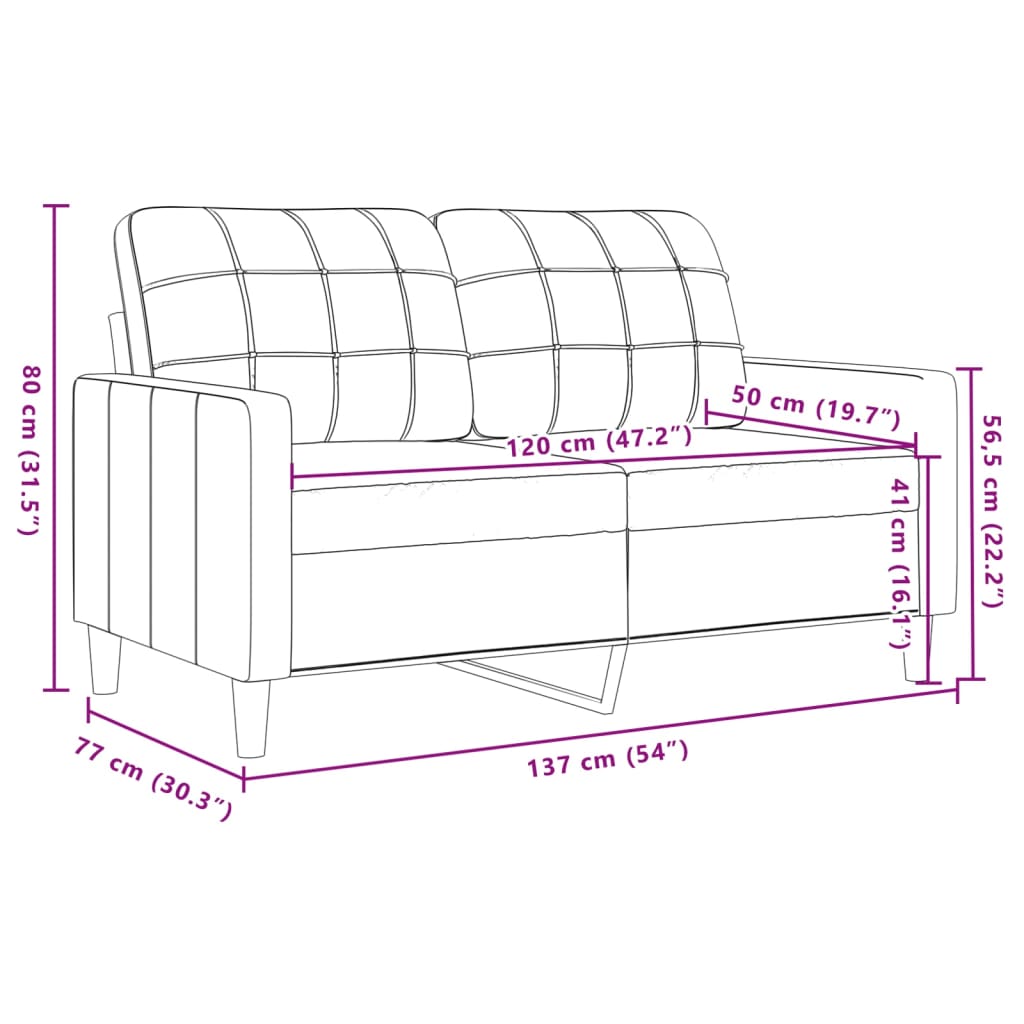 kétszemélyes világosszürke bársony kanapé 120 cm