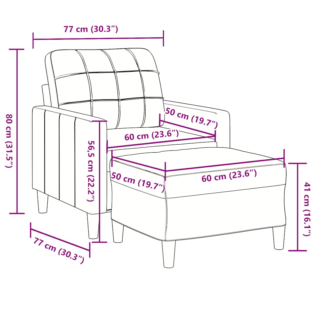 sárga bársony kanapéfotel lábtartóval 60 cm