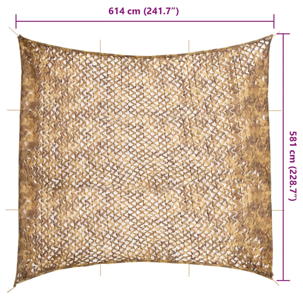 homokszínű kamuflázsháló tárolózsákkal 614x581 cm