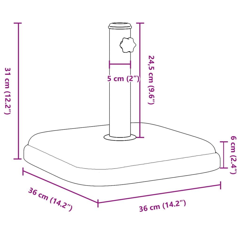 négyzet alakú napernyőtalp Ø32/35/38 mm-es rúdhoz 11 kg