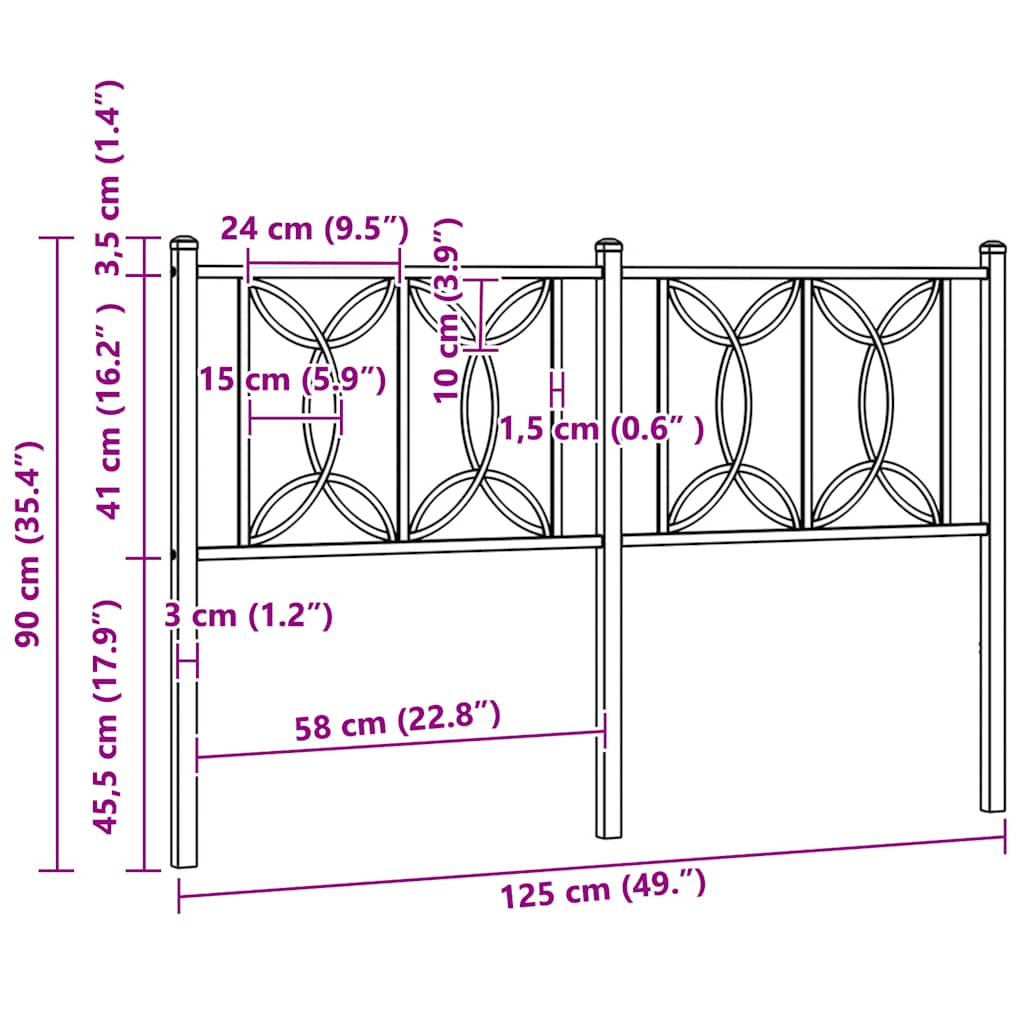 fekete fém csere fejtámla 107 cm