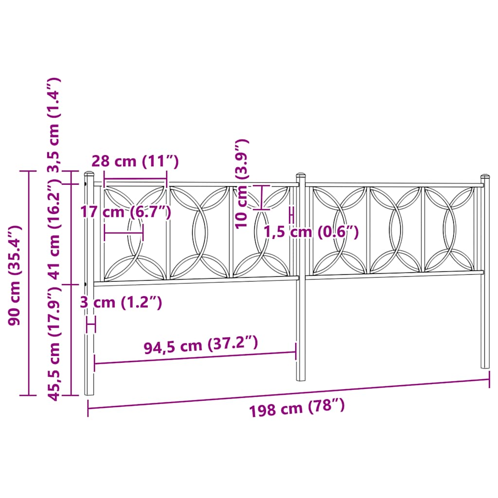fekete fém csere fejtámla 193 cm