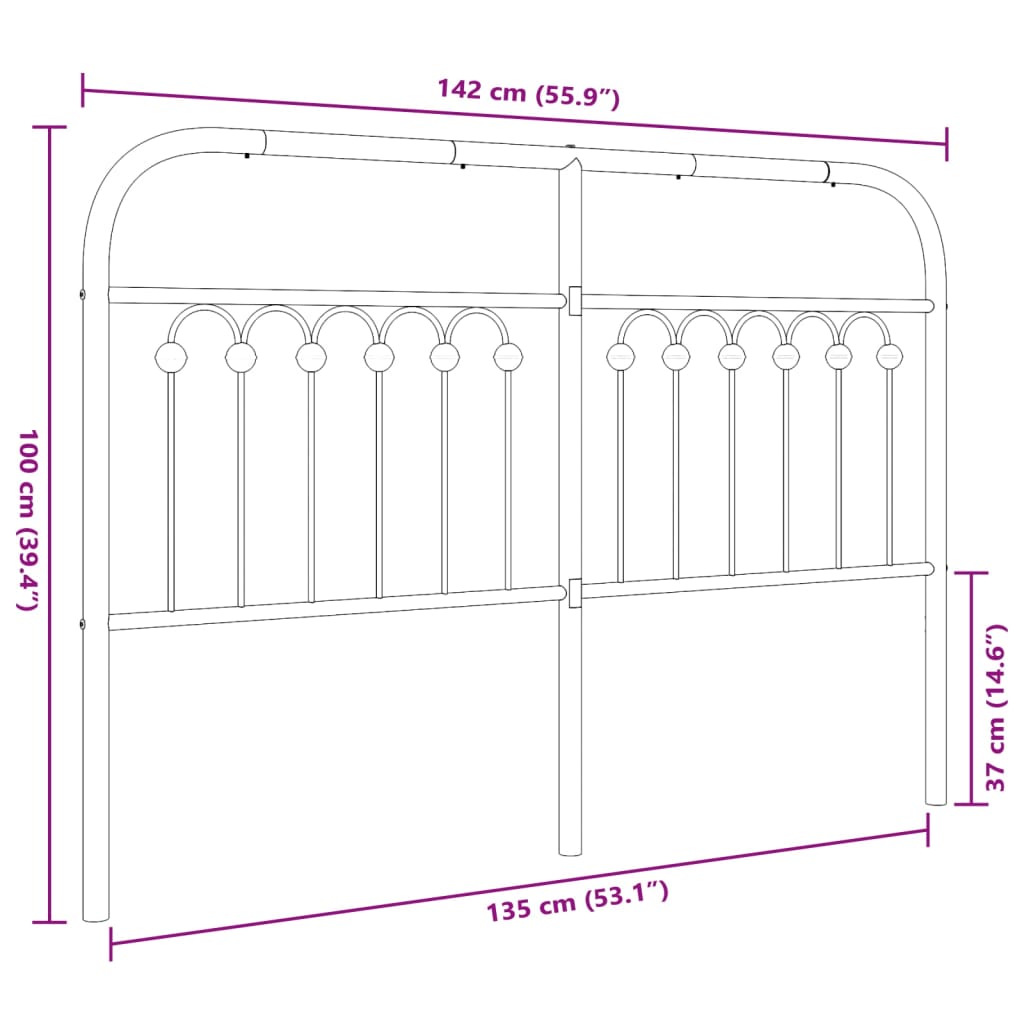 fehér fém csere fejtámla 135 cm
