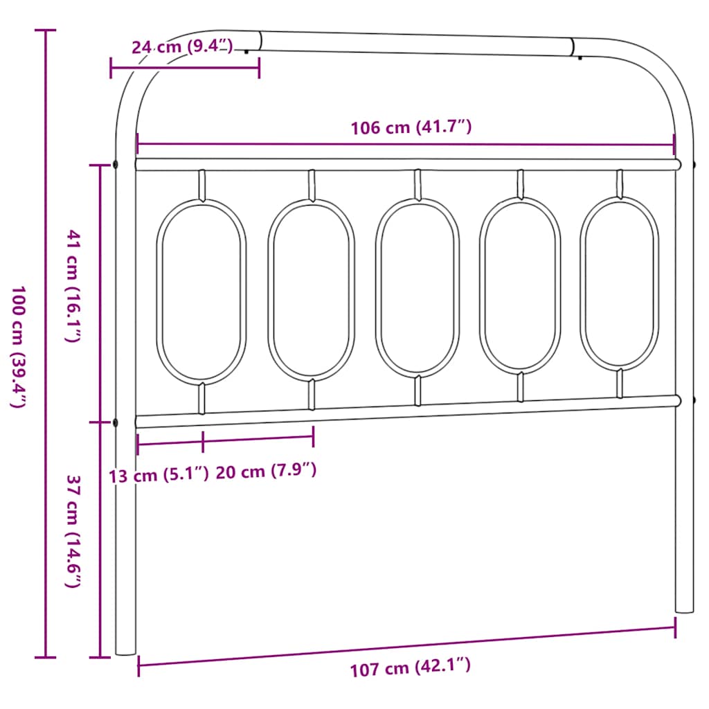 fekete fém csere fejtámla 107 cm