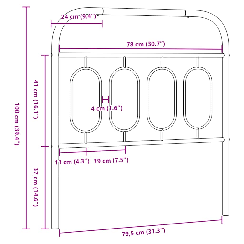 fehér fém csere fejtámla 80 cm