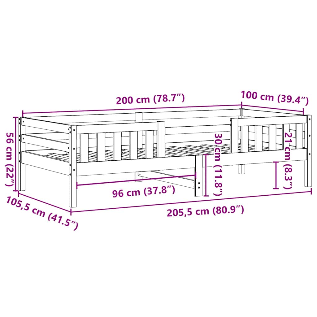 tömör fenyőfa ágy matrac nélkül 100 x 200 cm