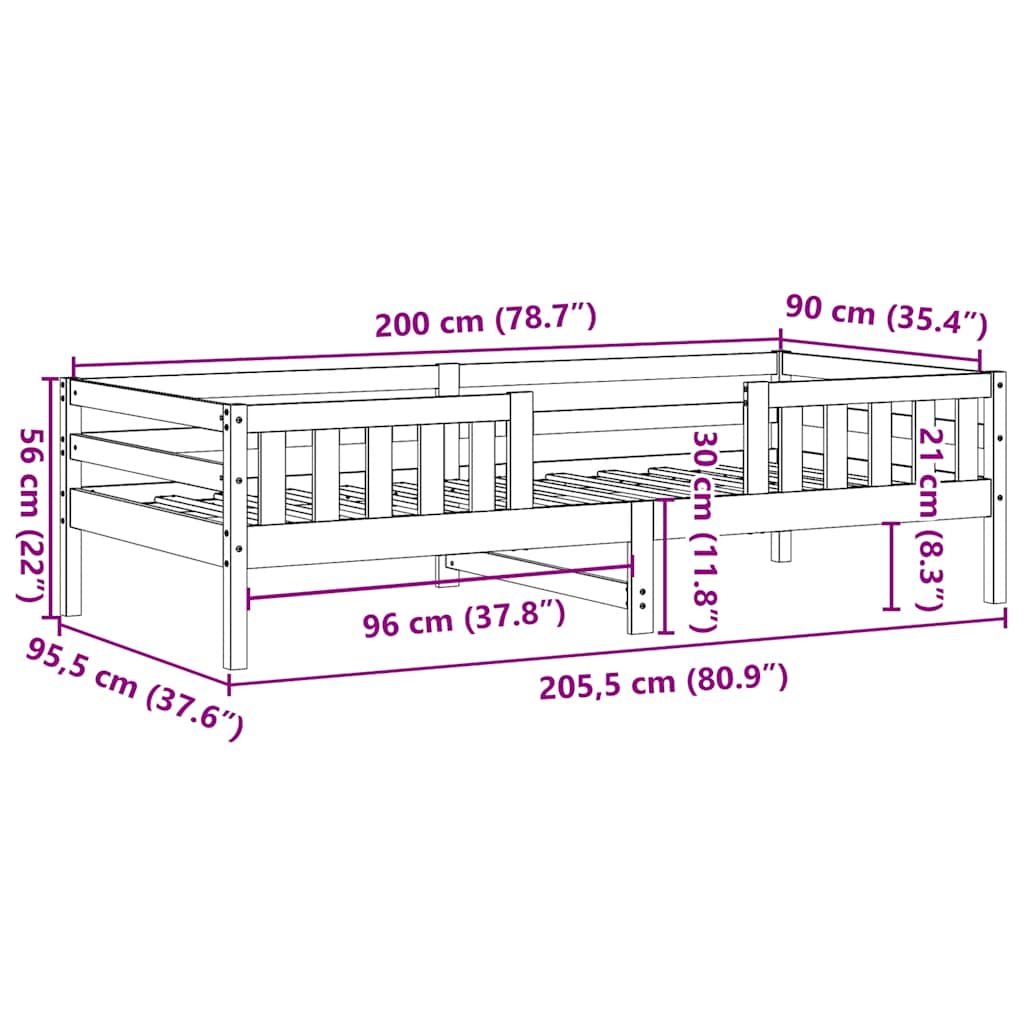 viaszbarna tömör fenyőfa ágy matrac nélkül 90 x 200 cm