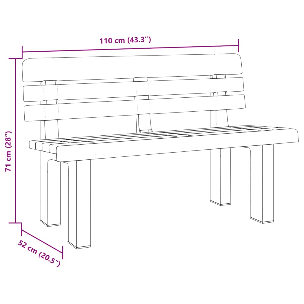 zöld polipropilén kerti pad 110 x 52 x 71 cm