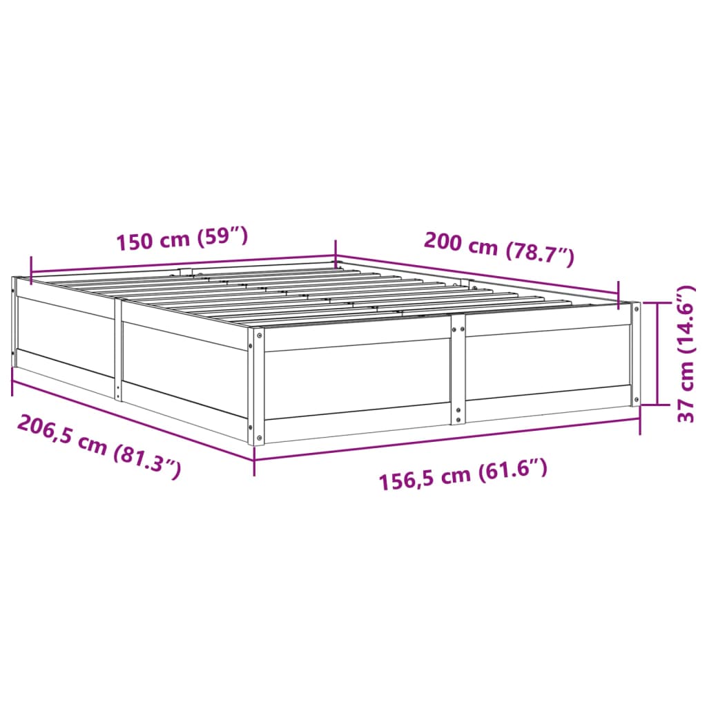 viaszbarna tömör fenyőfa ágy matrac nélkül 150 x 200 cm
