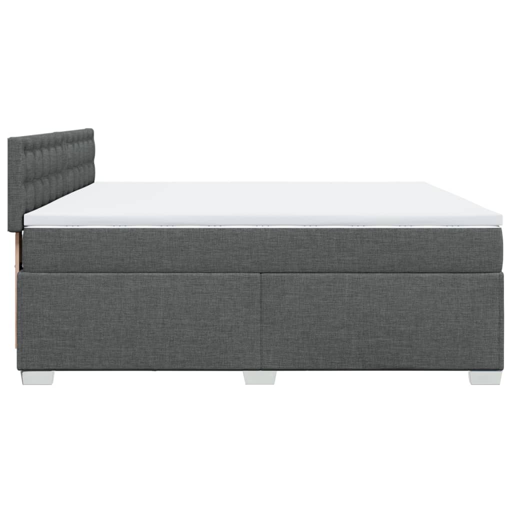 sötétszürke szövet rugós ágy matraccal 200 x 200 cm