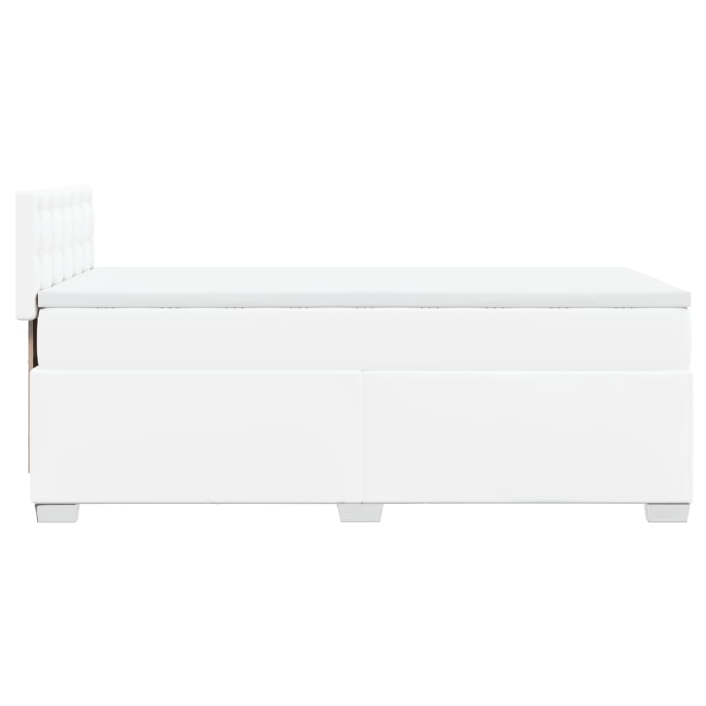 fehér műbőr rugós ágy matraccal 80 x 200 cm