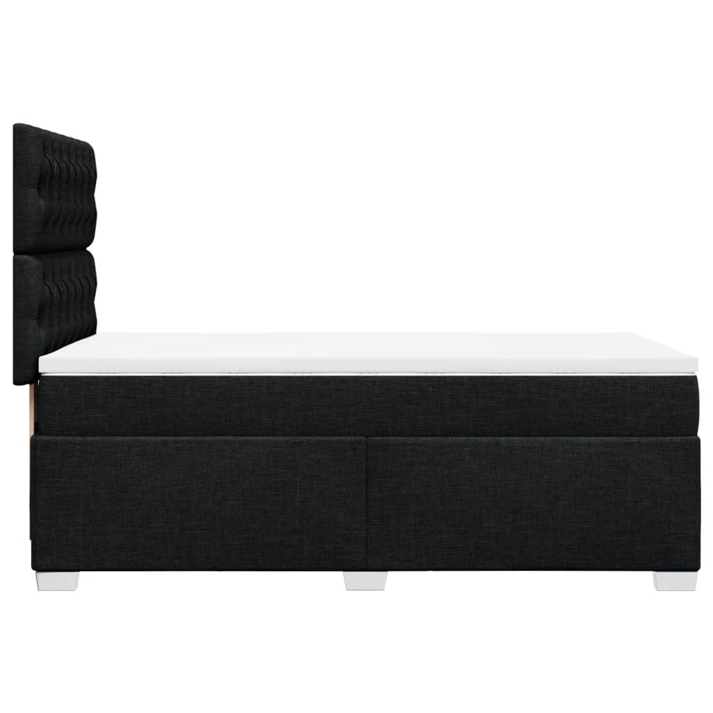 fekete szövet rugós ágy matraccal 80 x 200 cm