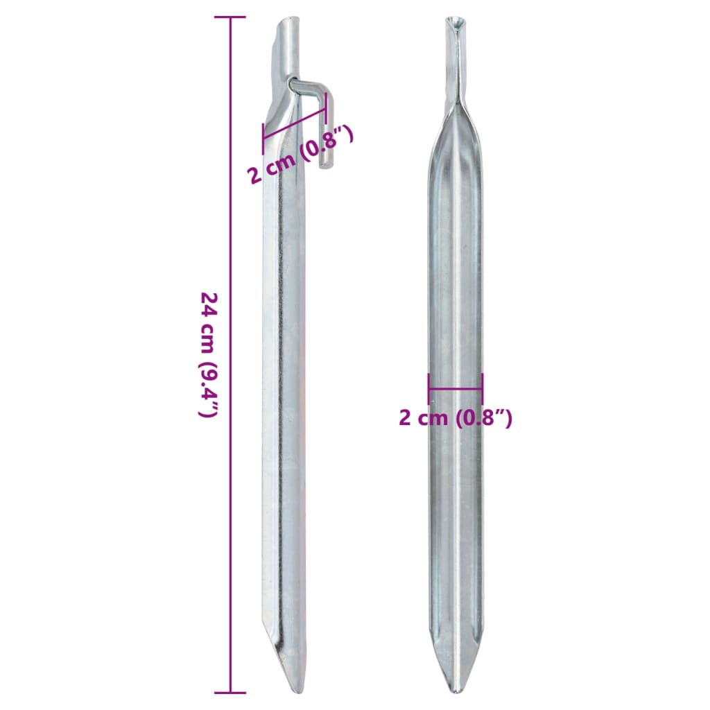 24 db V-alakú horganyzott acél sátorszeg 24 cm Ø20 mm