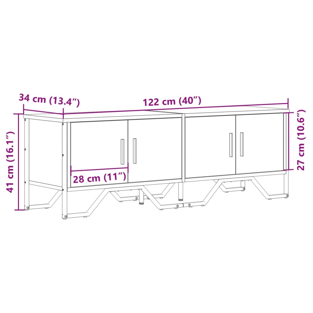 füstös tölgy színű szerelt fa TV-szekrény 122 x 34 x 41 cm