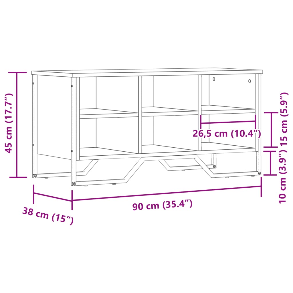 szürke sonoma színű szerelt fa cipőszekrény 90 x 38 x 45,5 cm